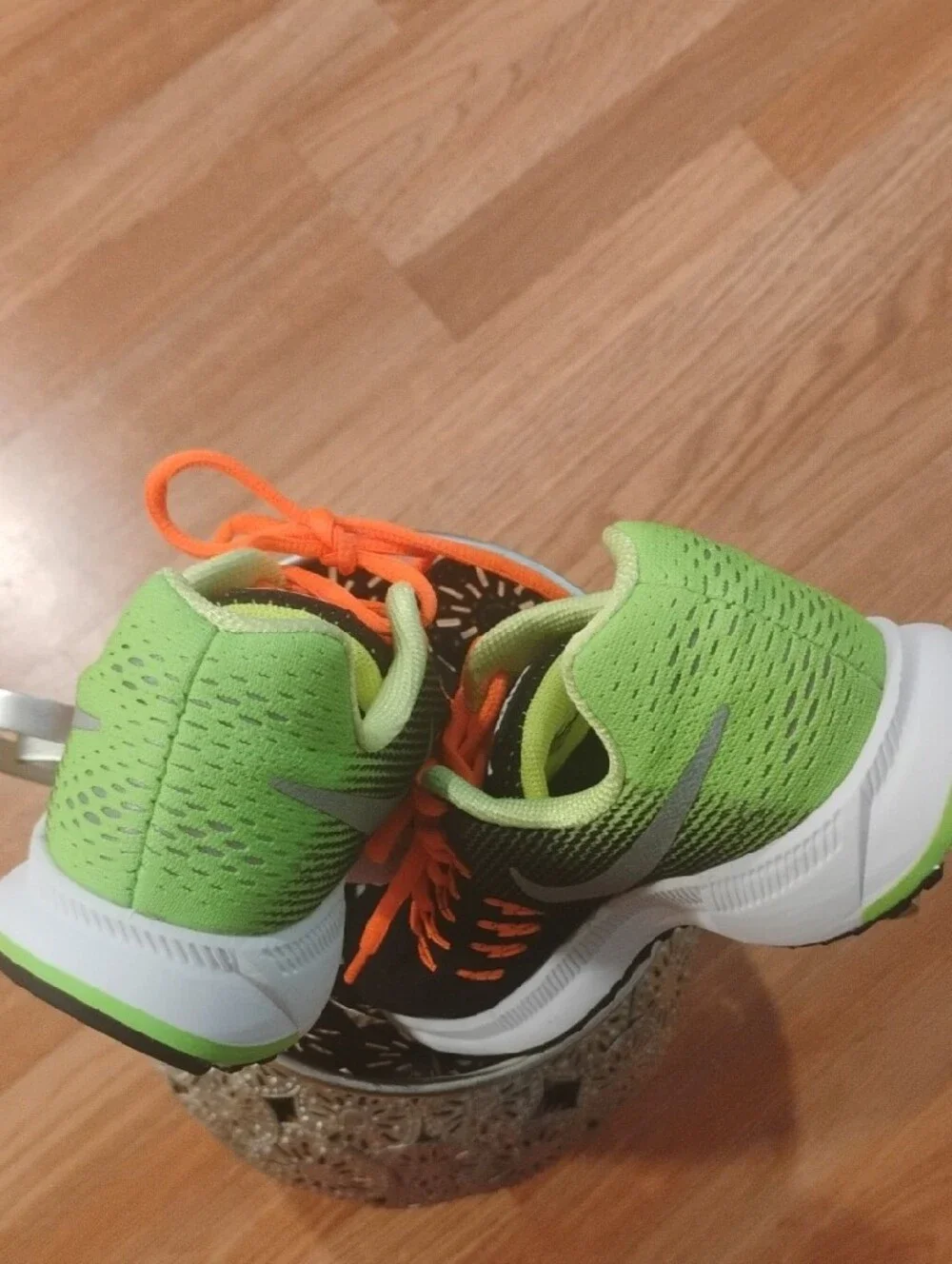 Youth Nike running shoes - Black, Neon Green & Bright Orange 4.5Y
